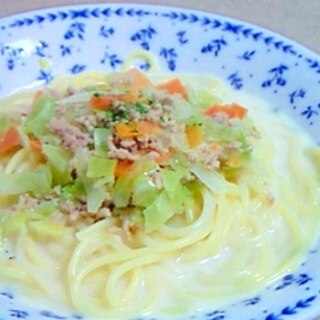 ひき肉入りのミルクスープスパゲッティ